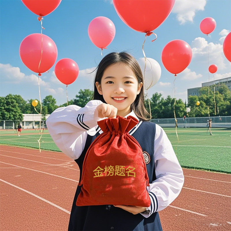Big Red Velvet Bag Gift Bag for High School Entrance Examination and College Entrance Examination Gold List Title Gift Stationery Storage Cloth Bag