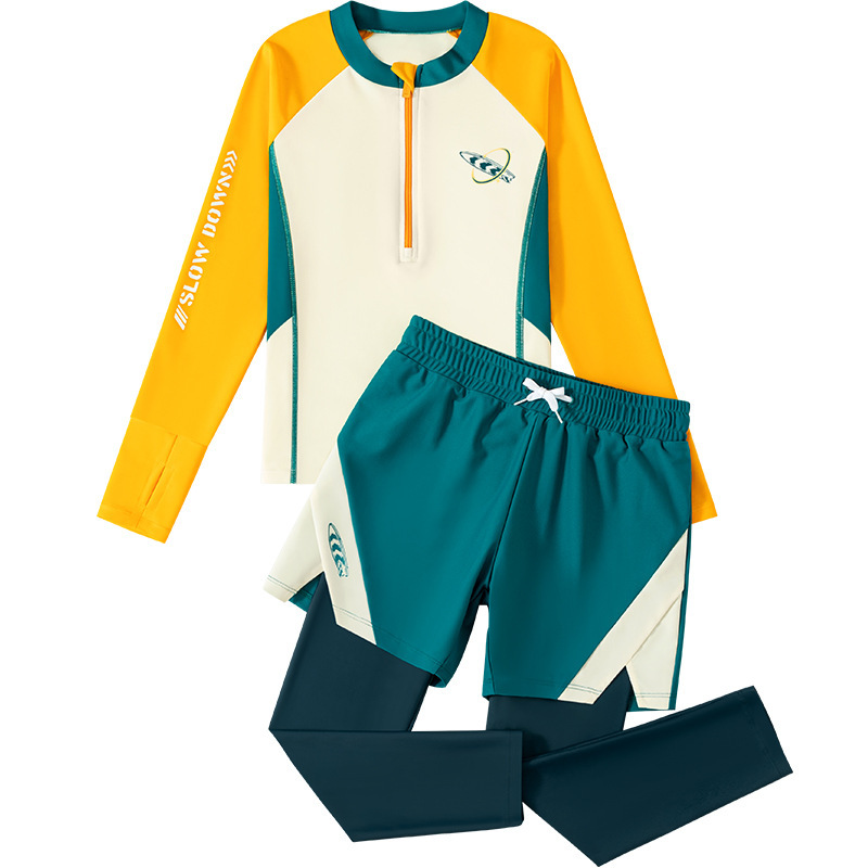 Picture of Children's Swimwear Boys Summer Long Sleeve Trousers Split Sun Protection Boys Middle and Big Children Students Hot Spring Swimming Equipment