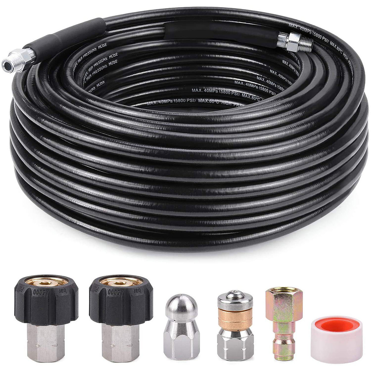 1.0/4inch 4000PSI 15m High Pressure Washer Sewer Injector Kit Drain Cleaning Hose