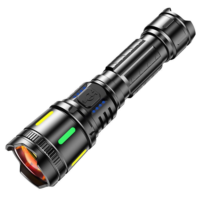 Picture of New strong flashlight super bright long-shot flashlight three-speed adjustment charged display multi-functional outdoor portable flashlight