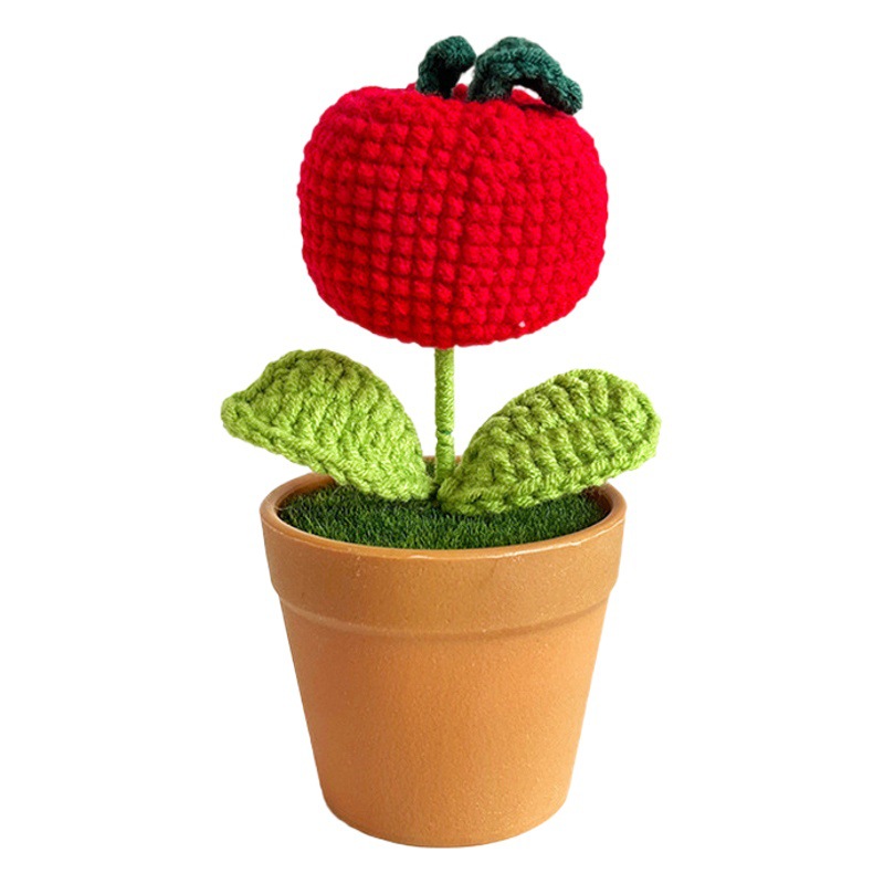 Hand-Crocheted Wool Flowers, Finished Sunflower Potted Ornaments, Woven Flowers, Teacher's Day Potted Plants, Small Gifts, Simulated Flowers