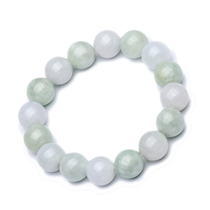 Wholesale natural A goods Burmese jade bracelet 13mm Jade White green bracelet jewelry jade bracelet scattered beads stall