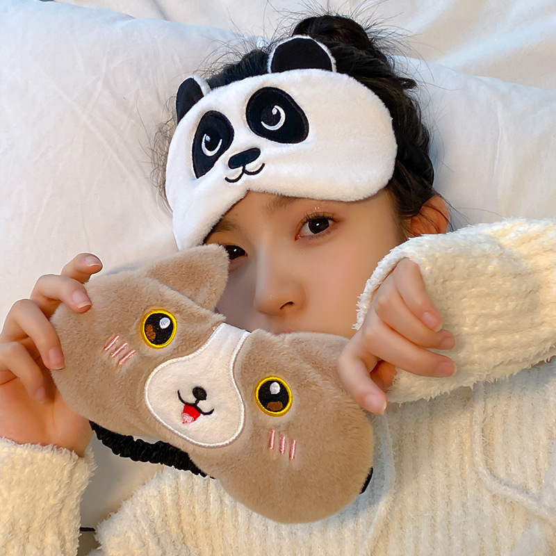 New Panda ins Eye Mask Autumn and Winter Eye Mask Plush Cute Women's Eye Mask Headwear Sleep Special Eye Mask Wholesale