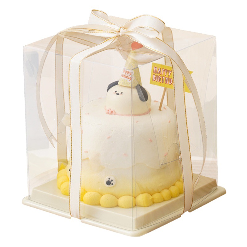 Valentine's Day 3/4/5/ 6inch Transparent Square Portable Cake Box Bursting Mousse Casual Birthday Cake Packaging Box
