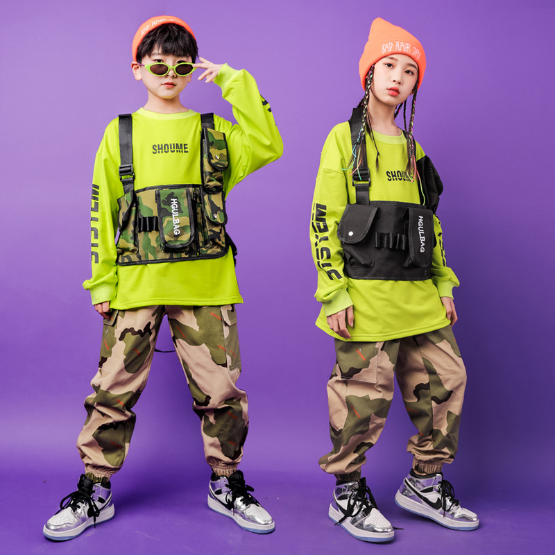 Children's Hip-Hop Suit Boys Loose Handsome Girls Jazz Dance Costume Hip-Hop Children's hiphop Costume Autumn