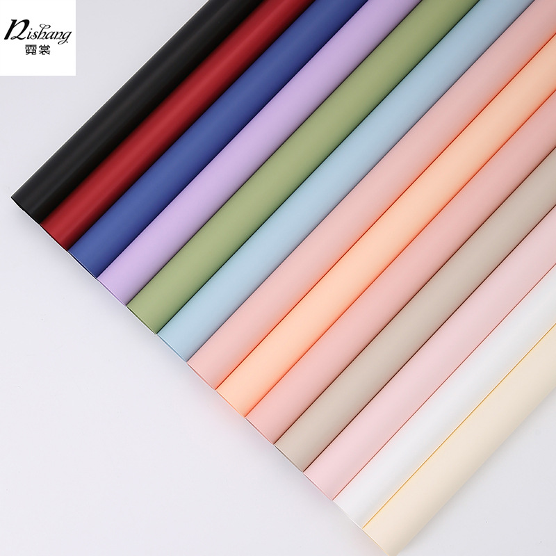 Small Monochrome Ouya Paper Waterproof Matte Film Flower Wrapping Paper Rose Bouquet Simple Wrapping Paper DIY Material