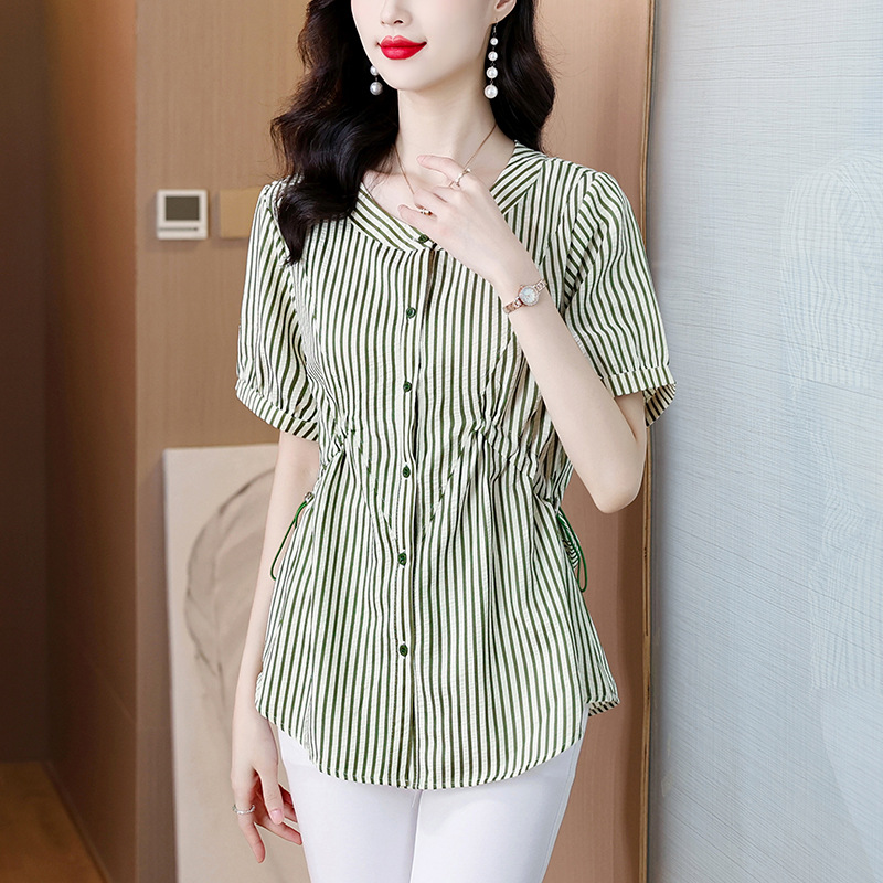 plus size Women's chubby girl 100.00kg Gentle Fashion Western Style Loose Short-sleeved Top