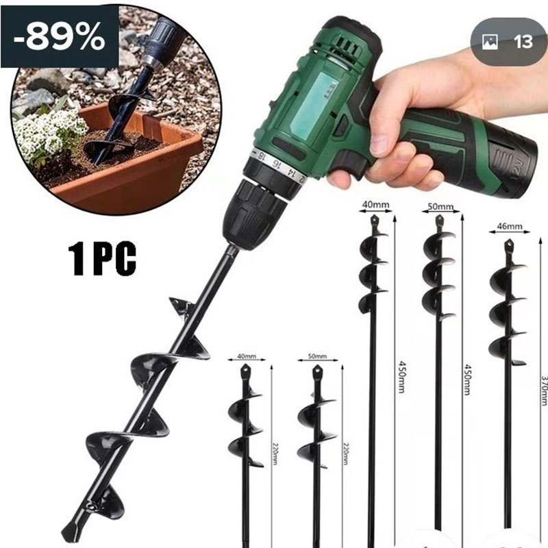 Picture of Factory Garden Garden Soil Loosening Lilac Flower Twist Drill Digging Planting Tool Alloy Ground Drill Spiral Drill Bit Accessories