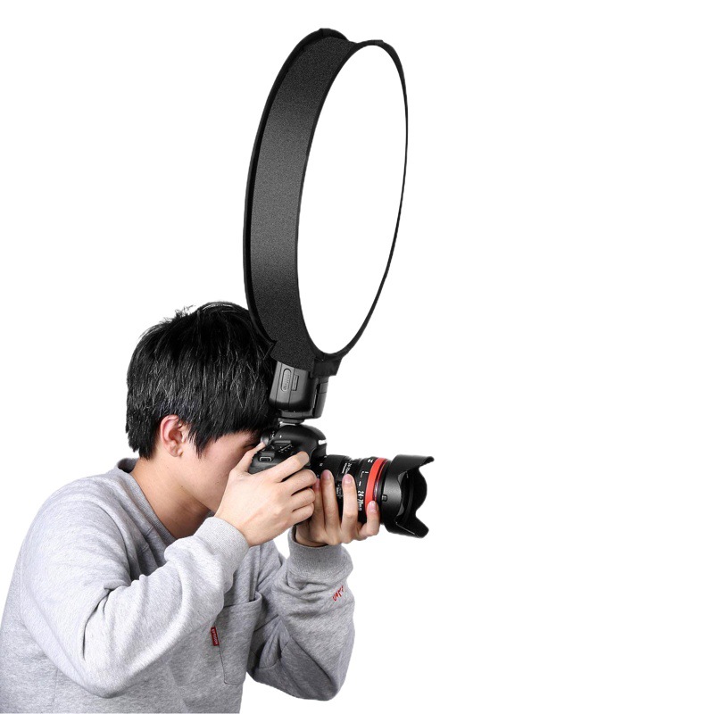 Camera Top 30/40 Flash Round Gray Card Soft Light Cover Black and White Cloth Cover Cone Type Soft Light Box Silver Whiteboard