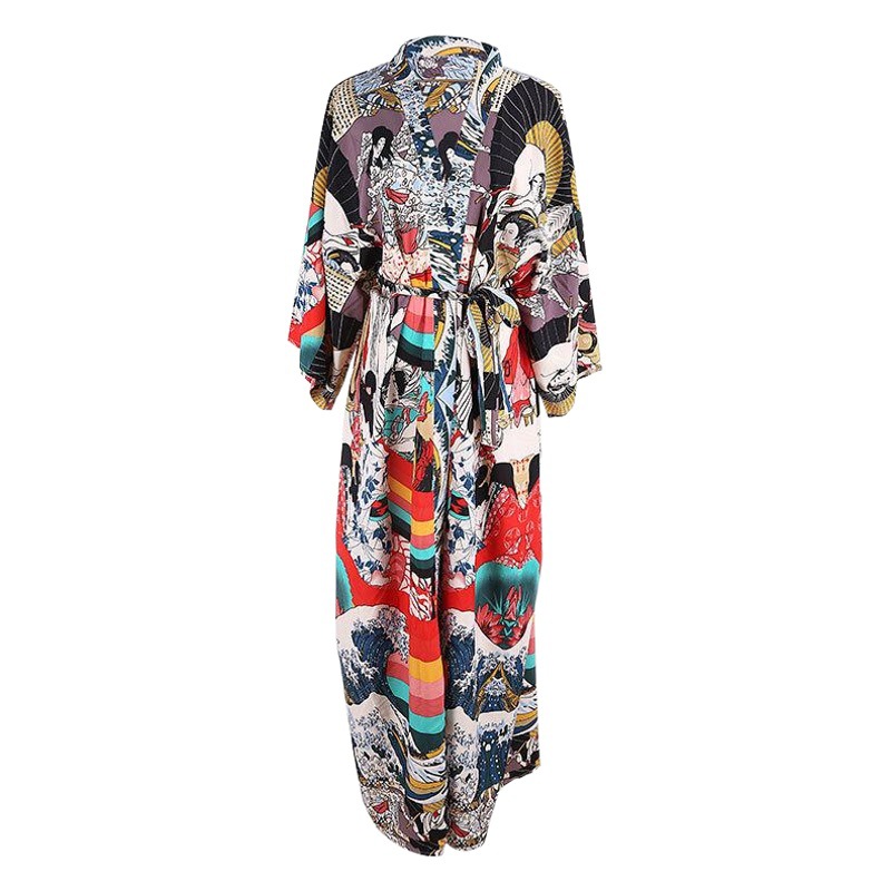 Cross-border European and American New Loose Long Cardigan Beach Jacket Sun Protection Cardigan Bikini Blouse Swimwear