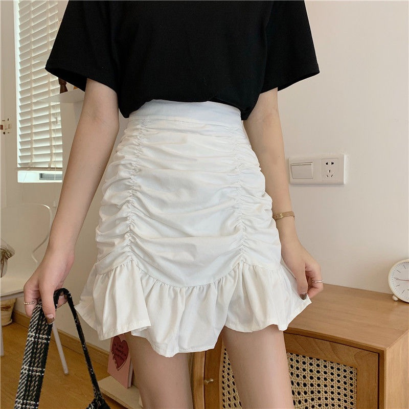 Pleated Skirt, High-Waisted Fishtail Skirt, 2025 Spring New Style, Versatile, Small, Sexy, Hip-Covering, Slimming Look and Elegant Short Skirt