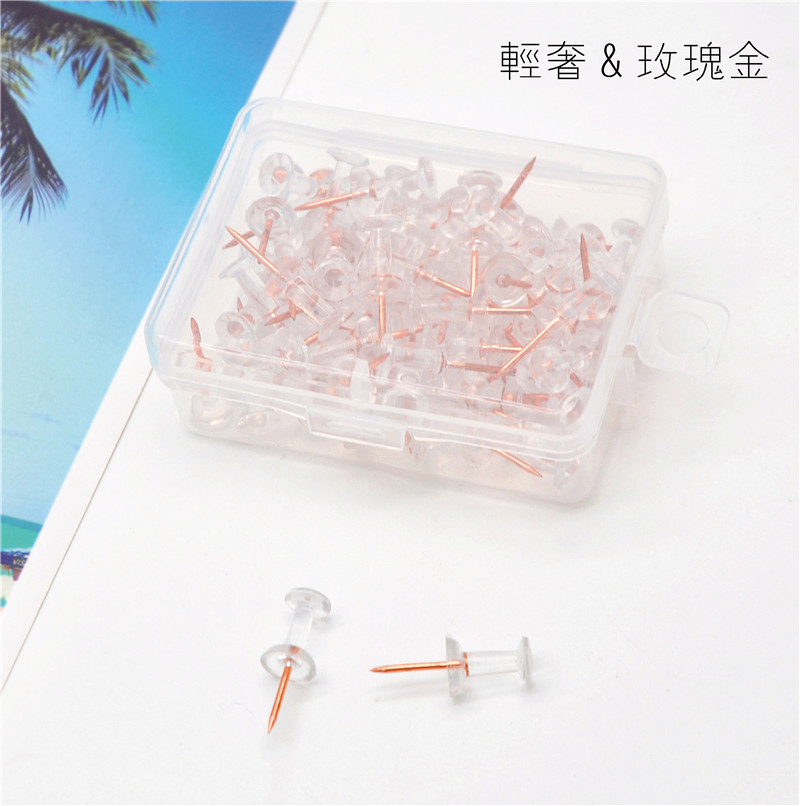 Rose gold drawing nail press nail transparent acrylic big head nail plastic small I-shaped nail painting art cork board wall nail