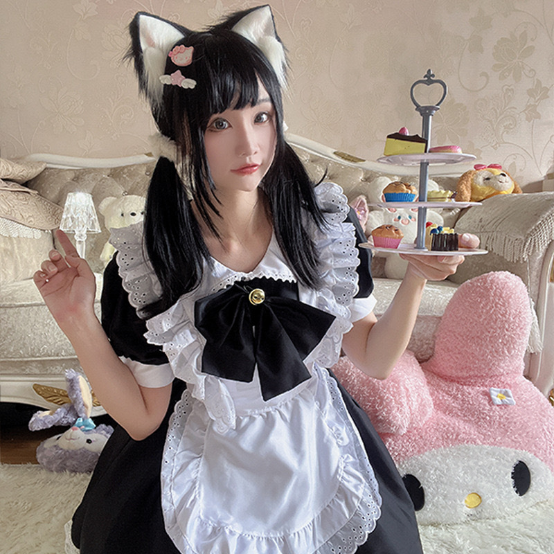 Picture of lolita maid uniform Japanese classic black and white maid outfit cosplay lolita Anime soft girl dress