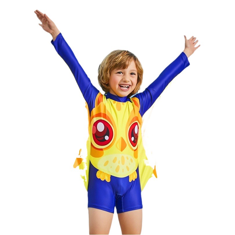 Children's swimsuit Boys' new long sleeve batwing sleeve cartoon boy's swimsuit middle and big children student hot spring swimsuit wholesale