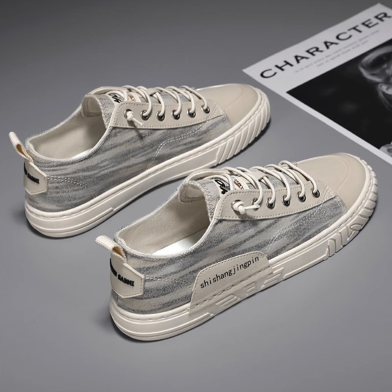 Canvas Men's Shoes 2023 New Autum Thin Breathable Sneakers Men's Low-Top Sports Flats-Soled Trbottomy Shoes Cross-Border Export