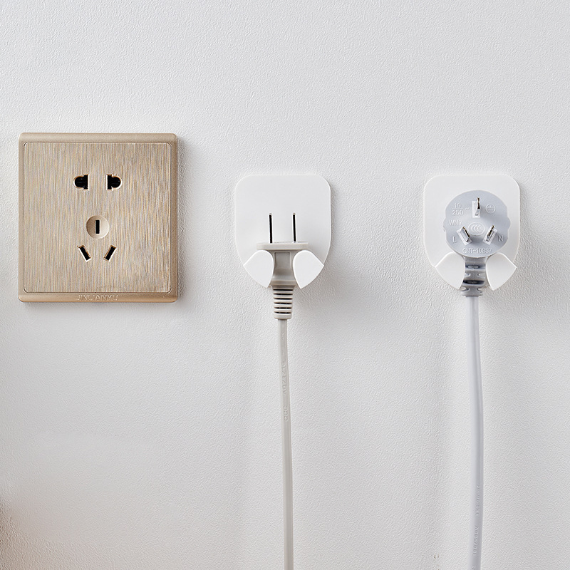 Creative power cord plug hook punch-free hanging kitchen socket storage fixed power plug holder nail-free