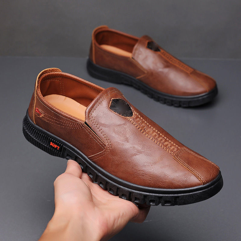 Men's Leather Shoes for Middle-Aged and Elderly, Breathable and Comfortable, Suitable for Business Casual Wear