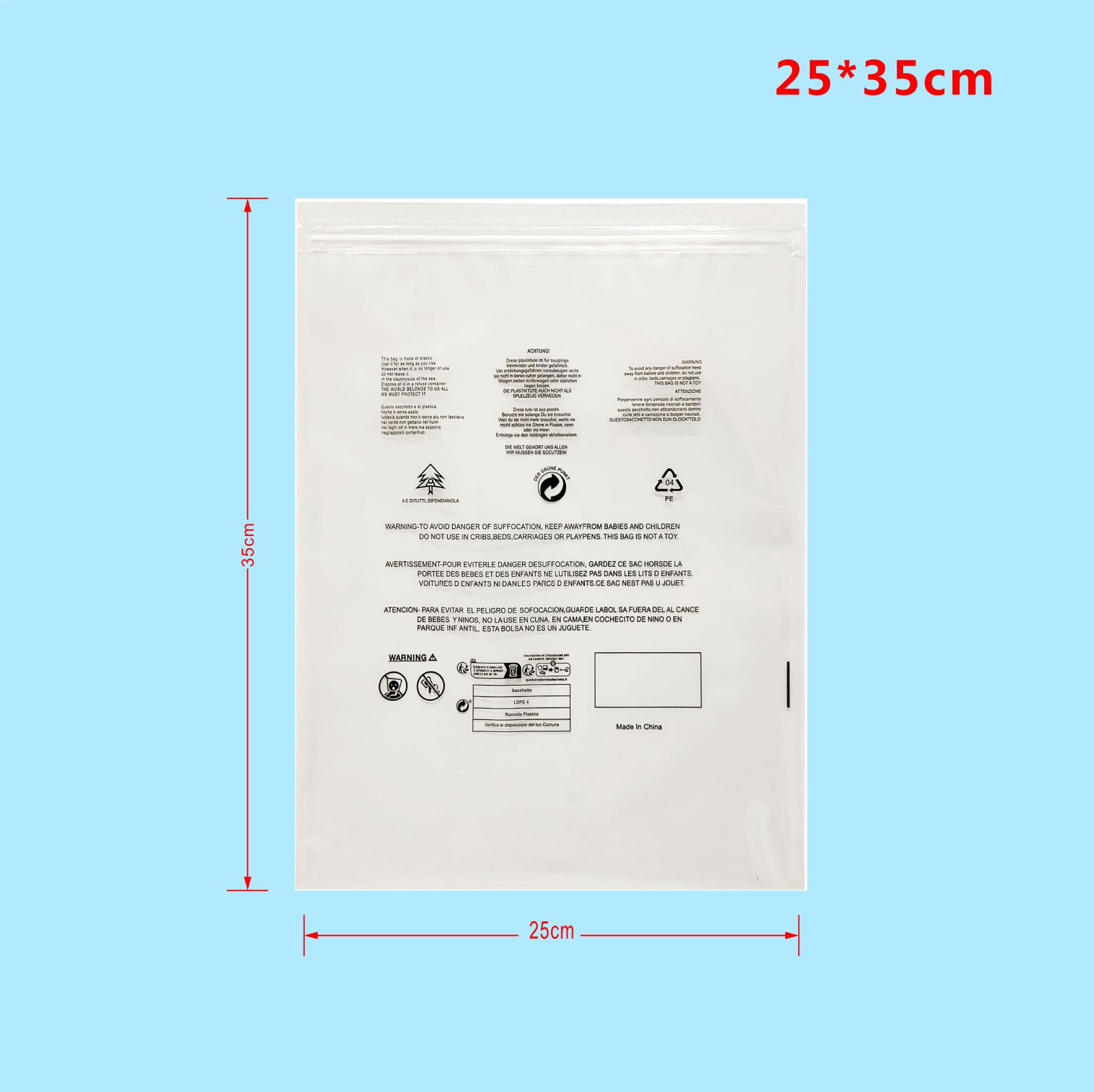 Picture of Amazon single strand zipper garment vacuum bag sealed garment bag vacuum zipper bag anti-suffocation warning bag