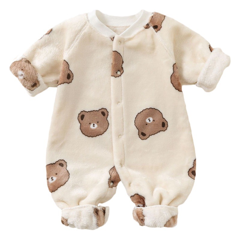 Baby Jumpsuit autumn and winter newborn flannel thickened pajamas baby thermal underwear suit romper romper