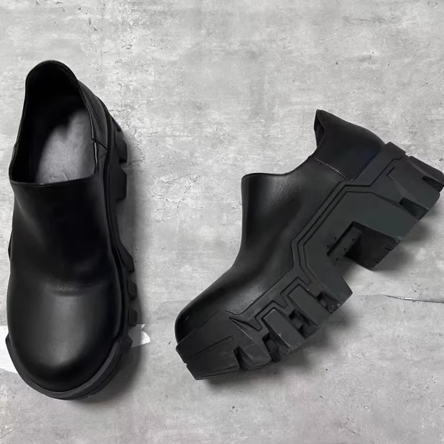 Heavy low-top bulldozer height 8CM thick-soled Derby shoes men's gear tank shoes big-head shoes cowhide loafers