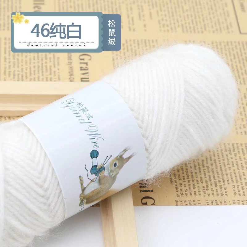 Picture of 75g squirrel wool thread bright silk thread hand-woven hook thick mohair scarf hat shawl fluffy wool ball