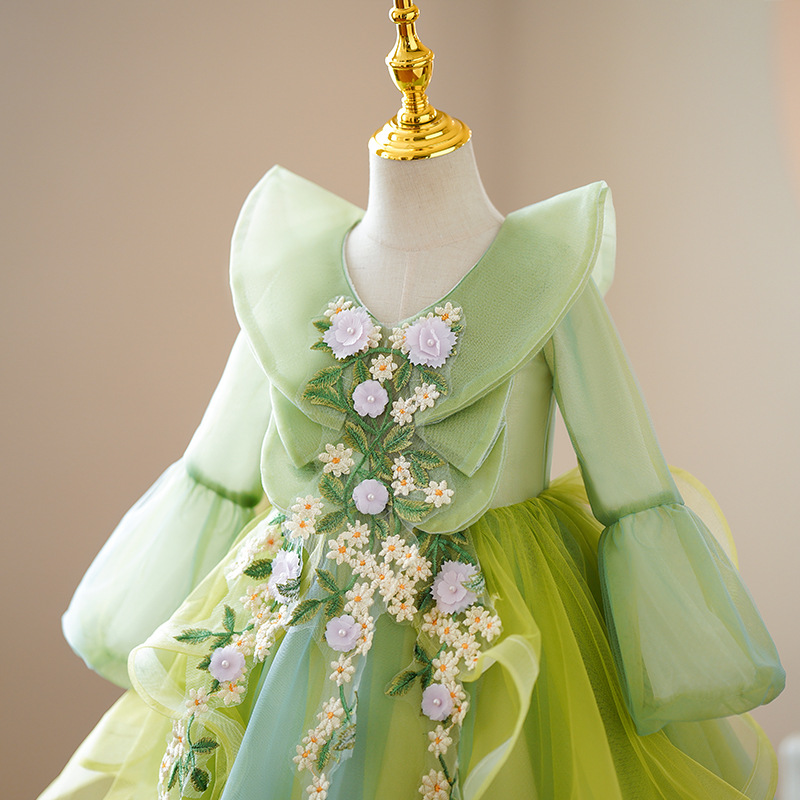 Picture of Children's Dress Princess Dress Girls' Puffy Skirt Little Host Piano Performance Dress Flower Girl's Wedding Dress Catwalk Skirt Autumn