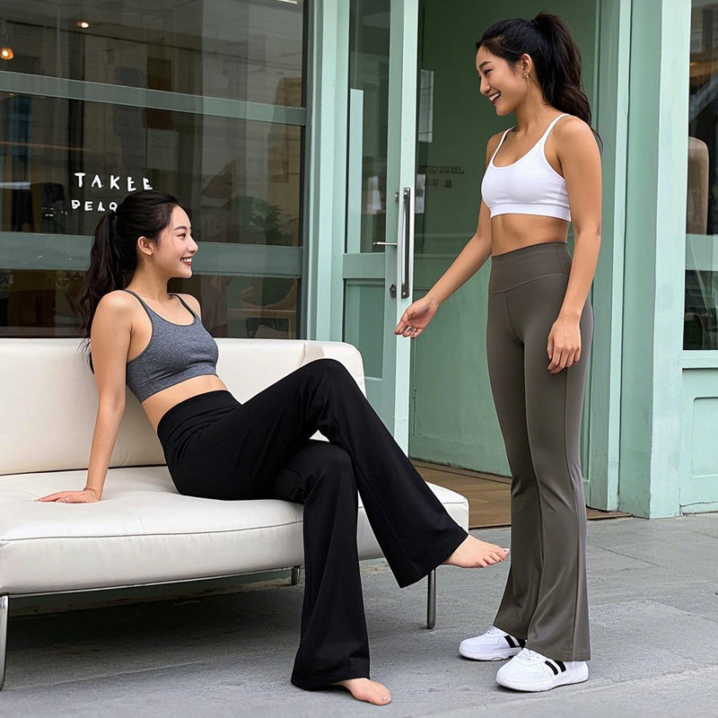 Picture of Shark Slip Pants Women's Spring and Autumn Thin High Waist Dagging chubby girl plus size Slim-Fit Trousers Black Flared Trousers