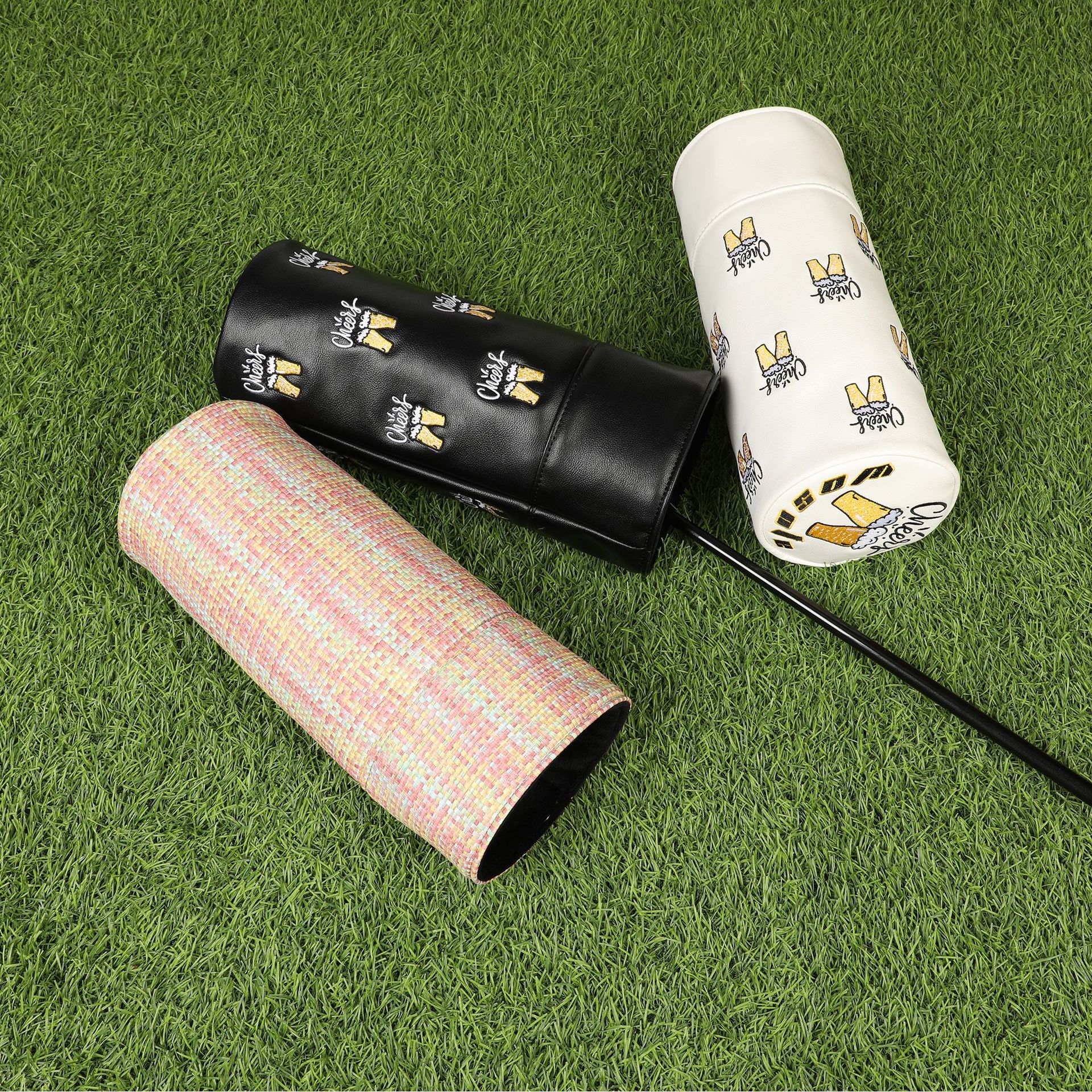 Picture of New Cross-Border Factory Pu Cylindrical Embroidered Wooden Club Cover Golf Head Cover