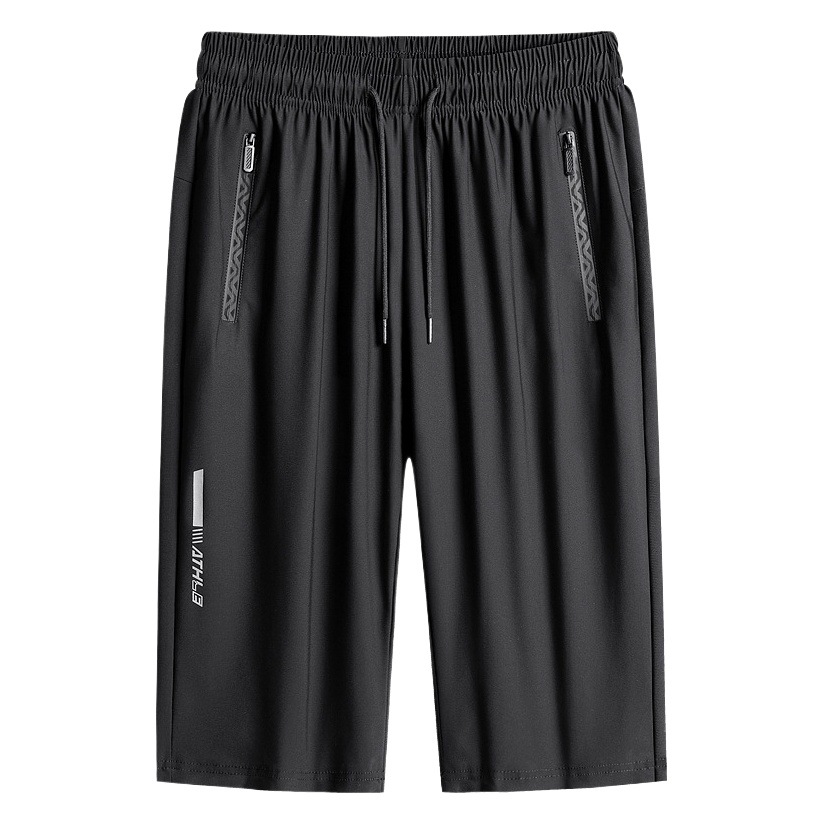 Ice Silk Casual Pants Men's Summer Thin Elastic Quick-drying Capri Pants Men's Short Pants plus size Loose Sports Pants