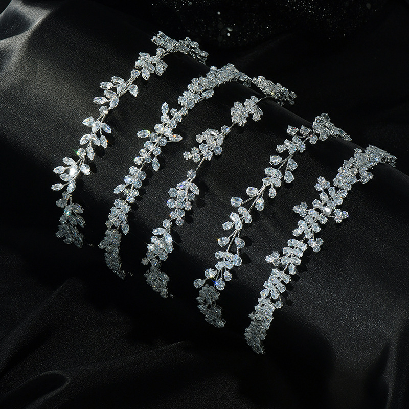Picture of Korean Style Exquisite Crystal Hair Accessories Bridal Crown Wedding Headband Princess Prom Headdress Tassel Headband Accessories