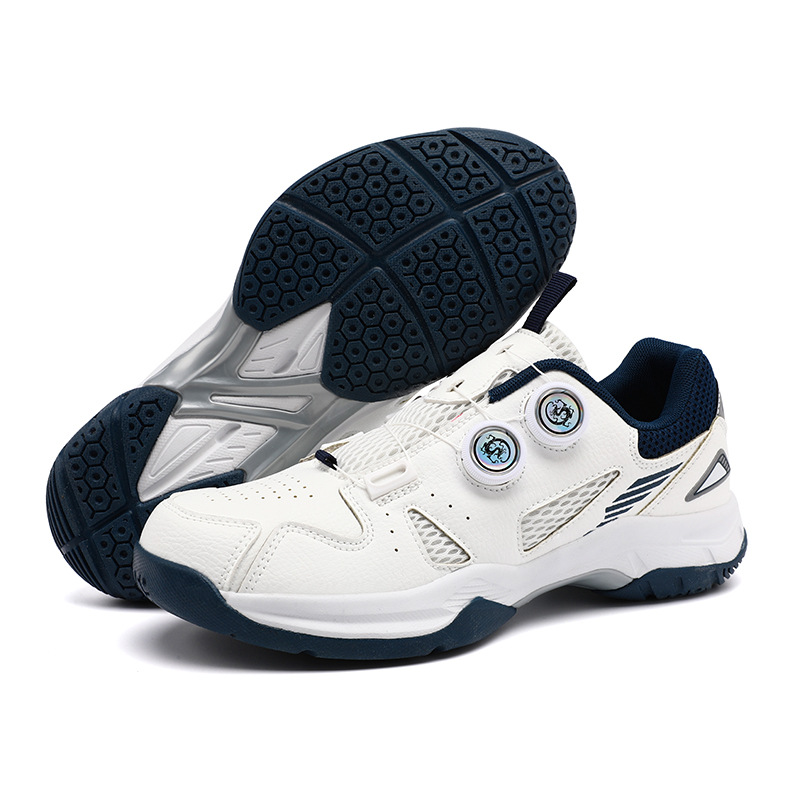 Youth Badminton Shoes Button Lightweight Non-Slip Shock Absorption Double Rotating Buckle Badminton Shoes Md Rubber Sole Cross-Border