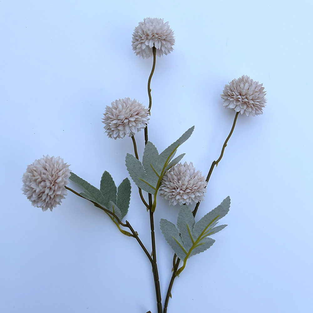 Picture of Simulation of 5 autumn dandelion ball chrysanthemum 5 small onion ball wedding home decoration bouquet soft photography props pu
