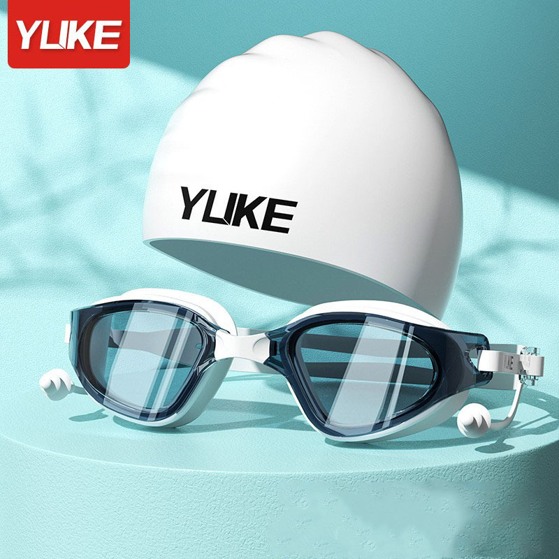 Picture of Swimming Goggles Hd Anti-Fog Waterproof Large-Frame Swimming Goggles for Men and Women Swimming Cap Swimming Goggles Set Diving and Swimming Special Equipment