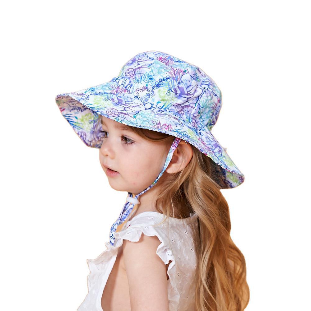 Picture of Spring and summer European and American new sun hat for boys and girls baby breathable quick-drying beach hat for children sunscreen adjustable fisherman hat
