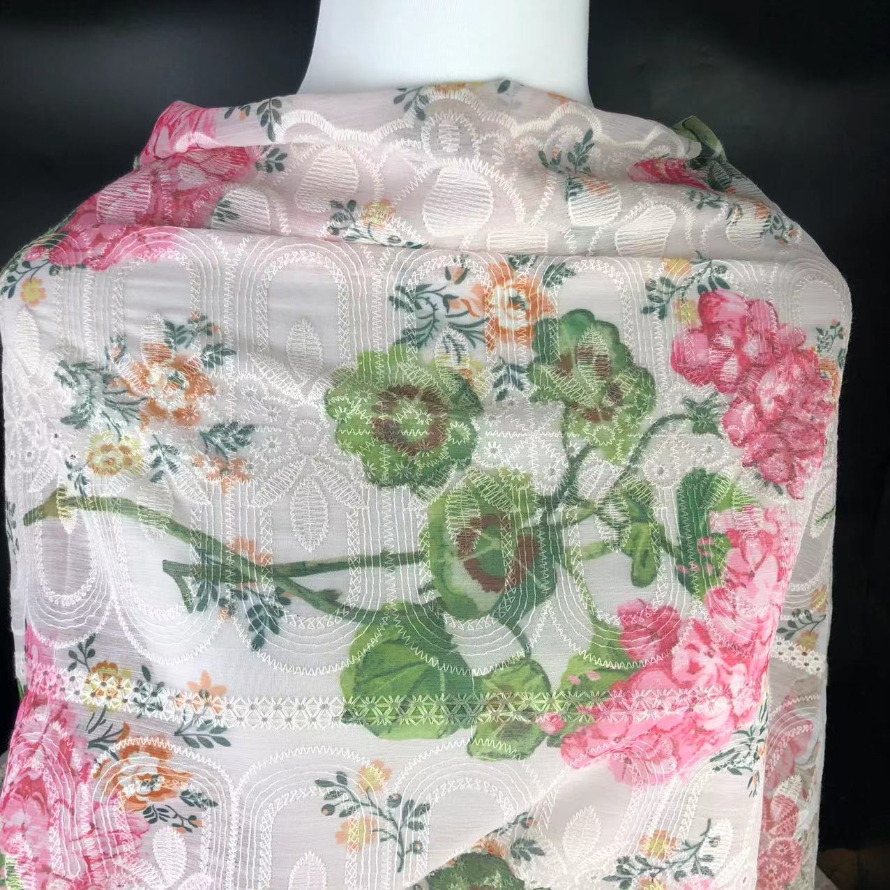 Xiaojun Textile Floral Pattern Computer Embroidery Printed Fabric Chinese Print Children's Clothing Fabric Dress Han Dynasty