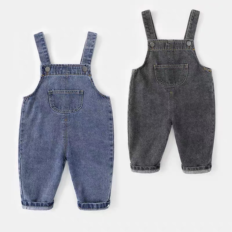 Baby jeans suspenders spring autumn winter baby boys 3 girls 1 year old foreign style autumn pants outside wear fashion