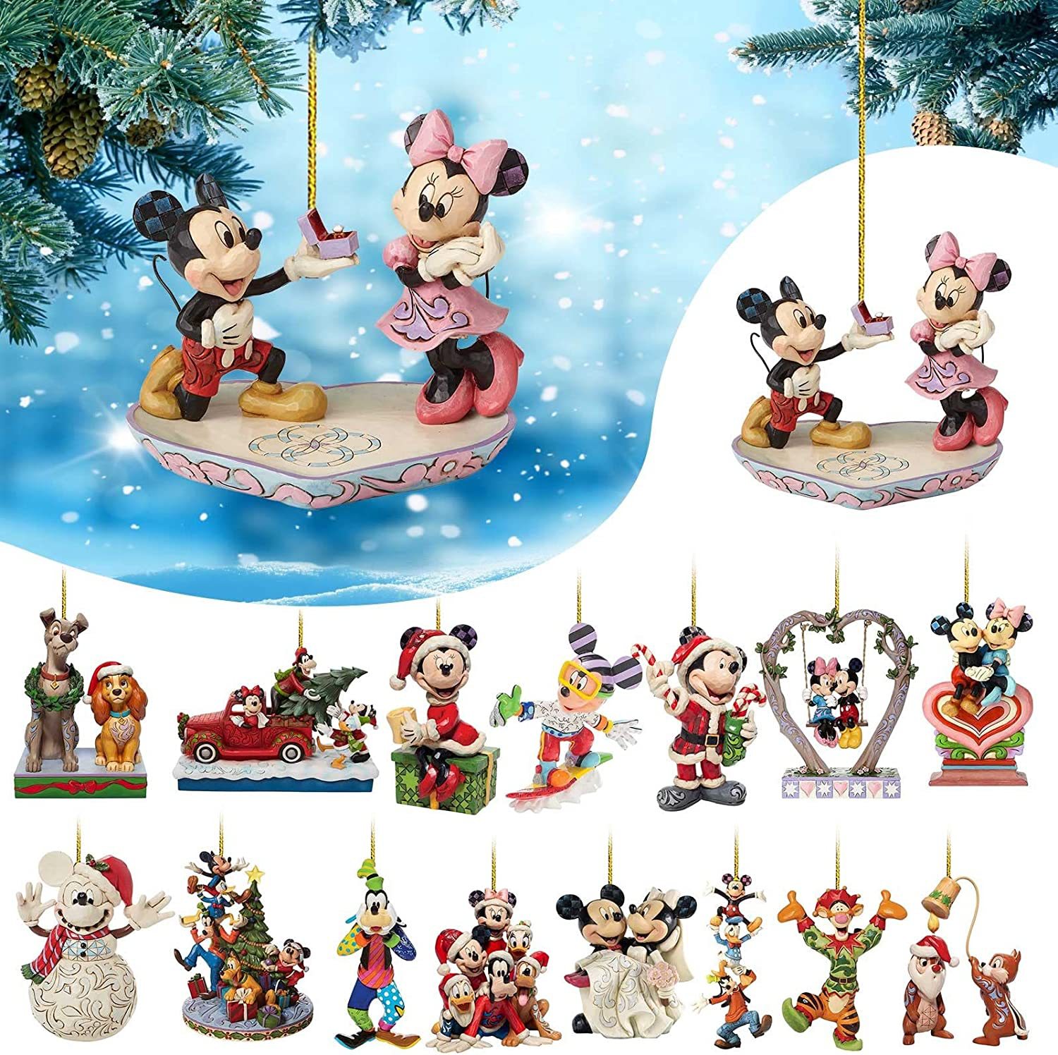 Cute cartoon acrylic Christmas tree decoration pendant, 1 piece Christmas tree pendant Halloween Christmas