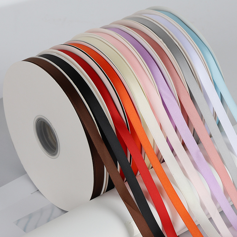 in stock wholesale 1cm solid color ribbon double side thread matte floral ribbon ribbon bouquet gift packaging ribbon