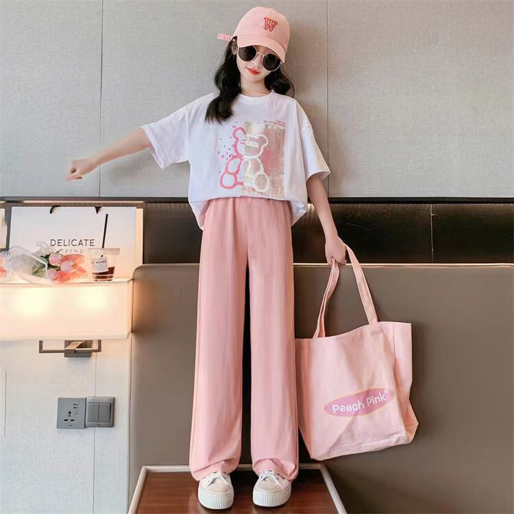 Picture of Girls Short-Sleeved T-Shirt Suit Summer 2025 New Girls Clothes Kidsren Summer Girls Clothes Girls Big Kidsren Summer Clothes
