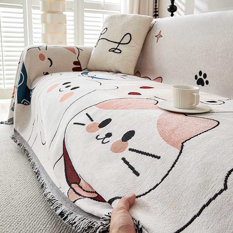 Nordic Simple Cartoon Chenille Sofa Towel Full Cover Sofa Blanket Four Seasons Universal One-piece Sofa Cover Cover Towel