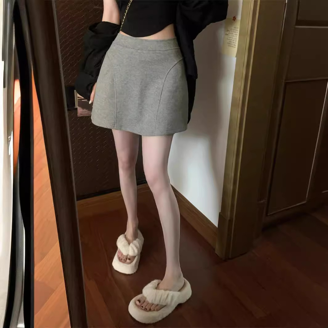Grey Skirt Women's Spring Korean Style 2024 New High Waist Slimming Ins Super Popular Internet Celebrity Explosion A Short Skirt