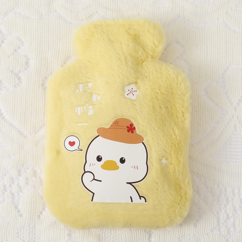 Picture of Rabbit Fur Hand Warmer Bag Filled with Water Hot Water Bottle Cartoon Plush Hand Warmer Hand Warmer Removable and Washable Hot Water Bag Thickeneded Explosion-Proof