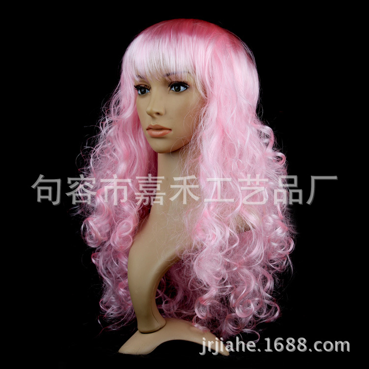 Picture of Cross-Border E-Commerce Halloween Christmas Masquerade Costume Catwalk Colorful Big Wave Wig Set Cosplay