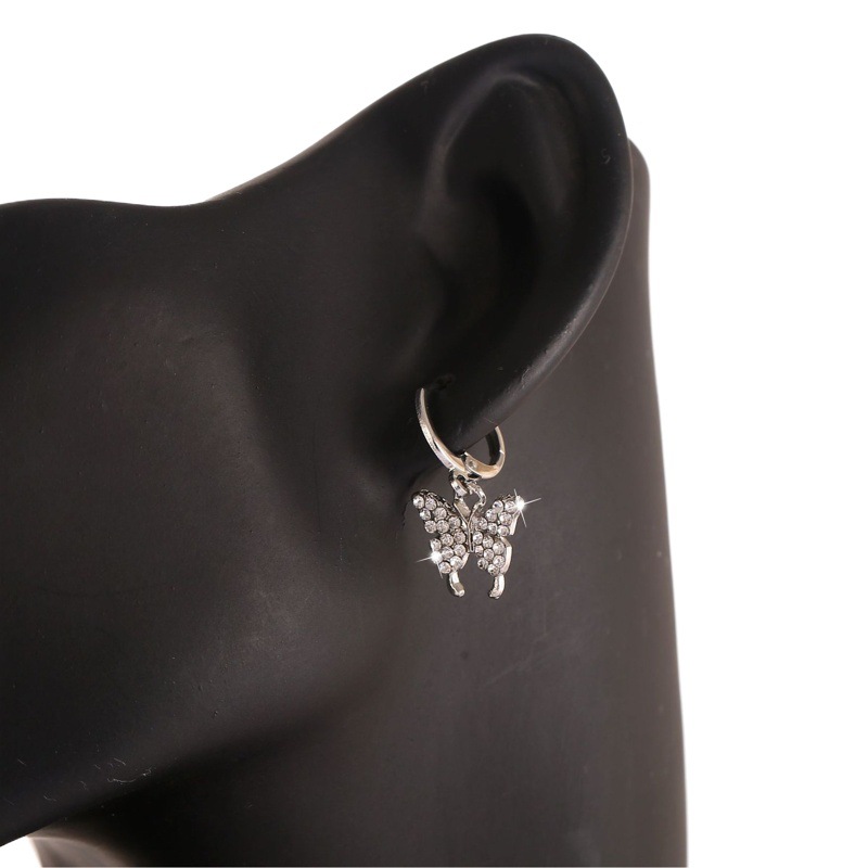 Copper inlaid zircon butterfly earring female Korean hot-selling simple exquisite niche design temperament Joker earrings wholesale