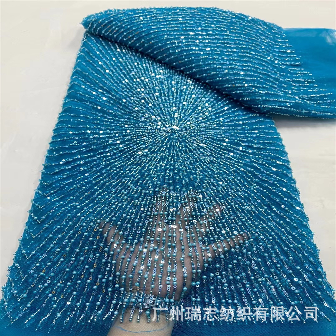 Export foreign trade fireworks scattered beads sequins embroidery full bead tube embroidery lace accessories cheongsam wedding dress fabric