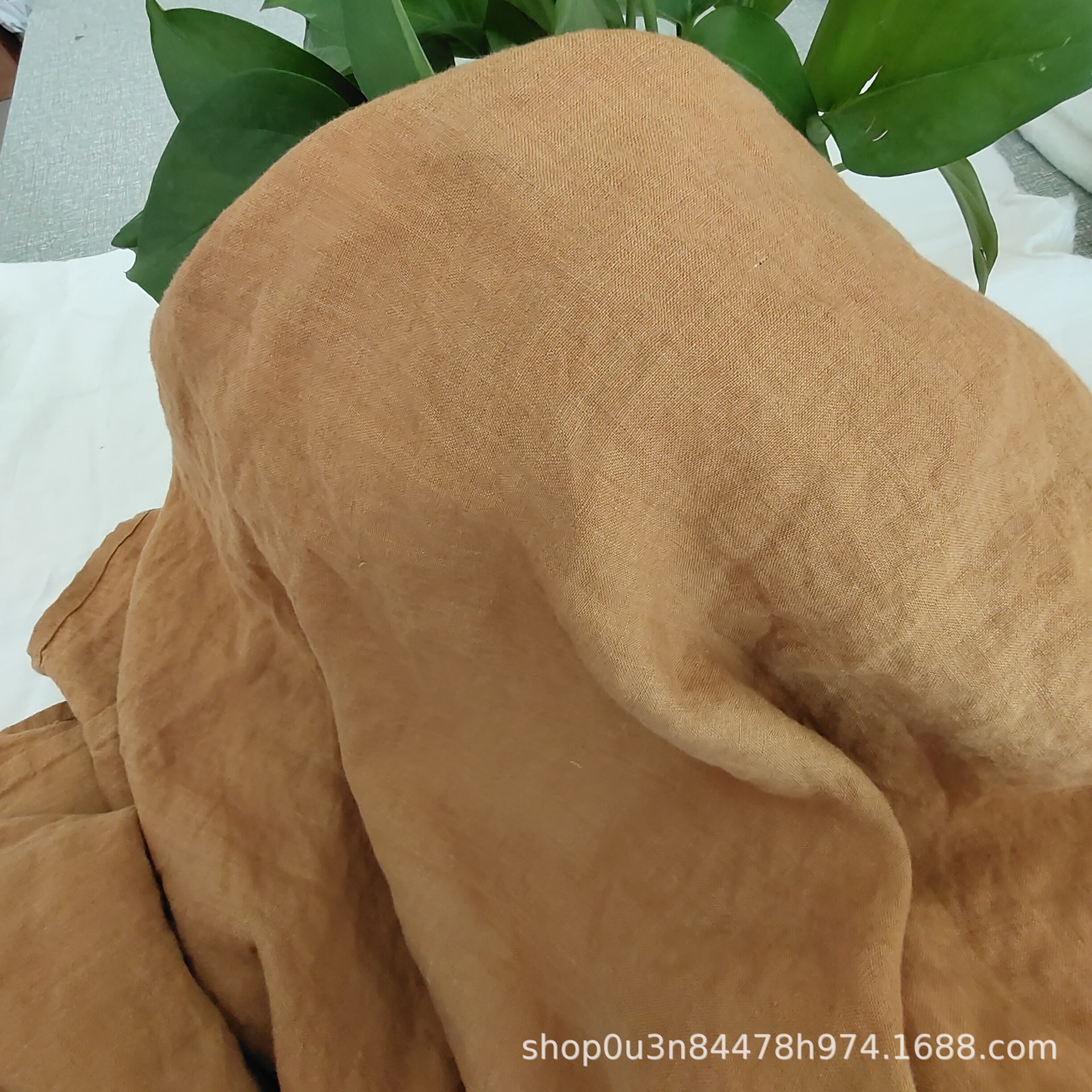 Pure Linen Double Long Linen Yarn-dyed Ginger Fabric Pure Linen sand wash Fabric Pure Linen Enzyme wash