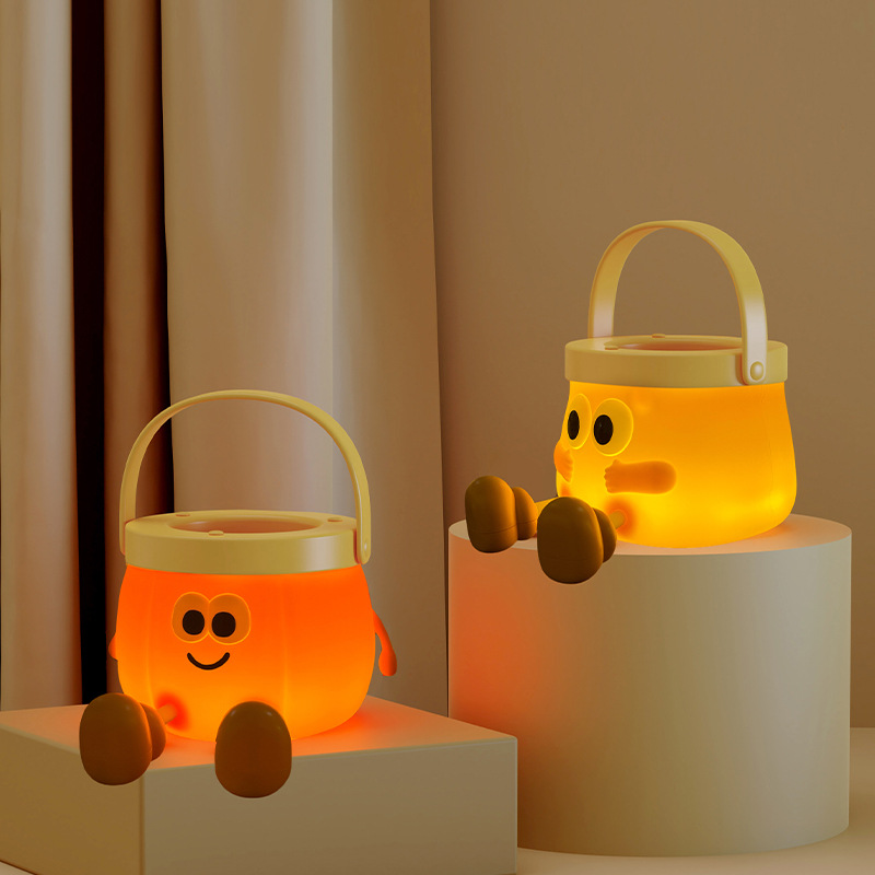 Amazon Portable Nightlight New Strange Creative Atmosphere Halloween Pumpkin Lamp Student Pen Soft Light Bedside Lamp