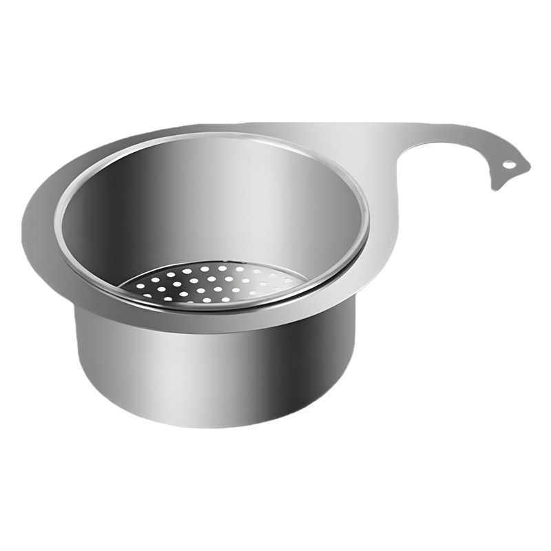 Picture of Swan Water Filter Basket Stainless Steel Sink Drain Basket Kitchen Supplies Storage Basket Hanging Drain Rack Sink Storage Rack
