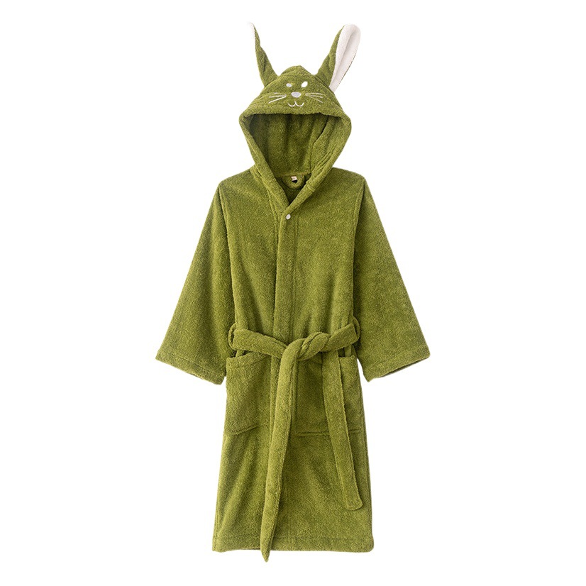 Four Seasons Cotton Class A Children's Hooded Bathrobe Nightgown Home Clothes Hooded Thickened Cartoon Swimming Cotton Absorbent