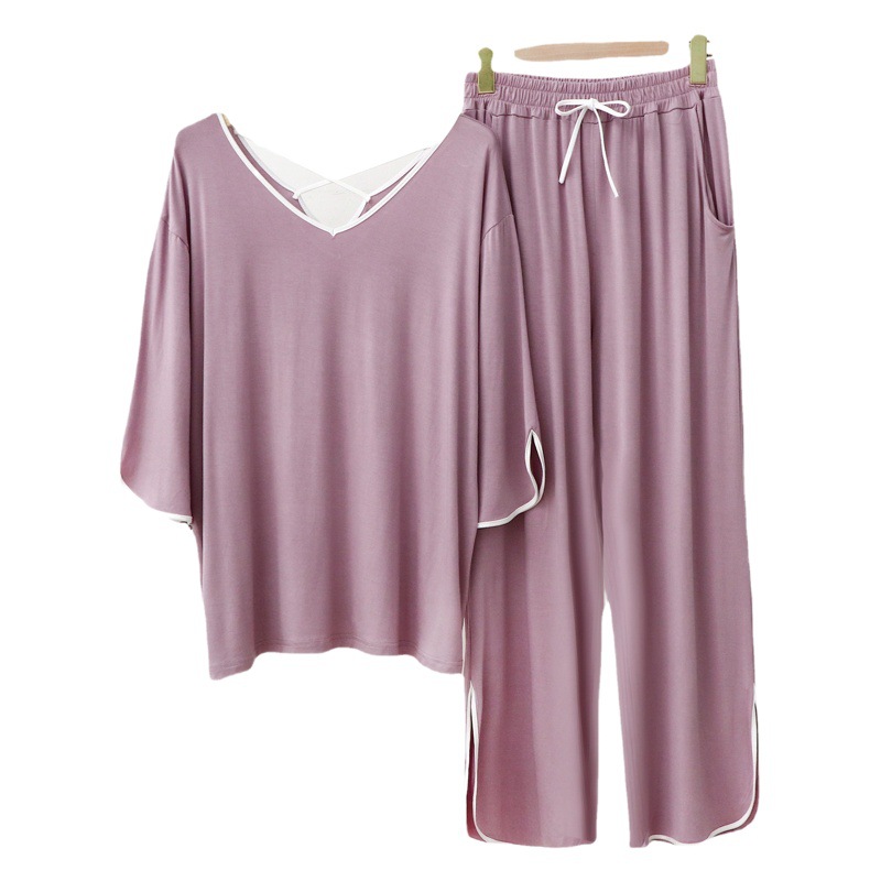 Special Offer V Neck Encrypted Modal Pajamas, Home Clothes, Women's Bell Sleeves, Bell Bottoms, Beautiful Back, Long Sleeves, Casual Pajamas Sets